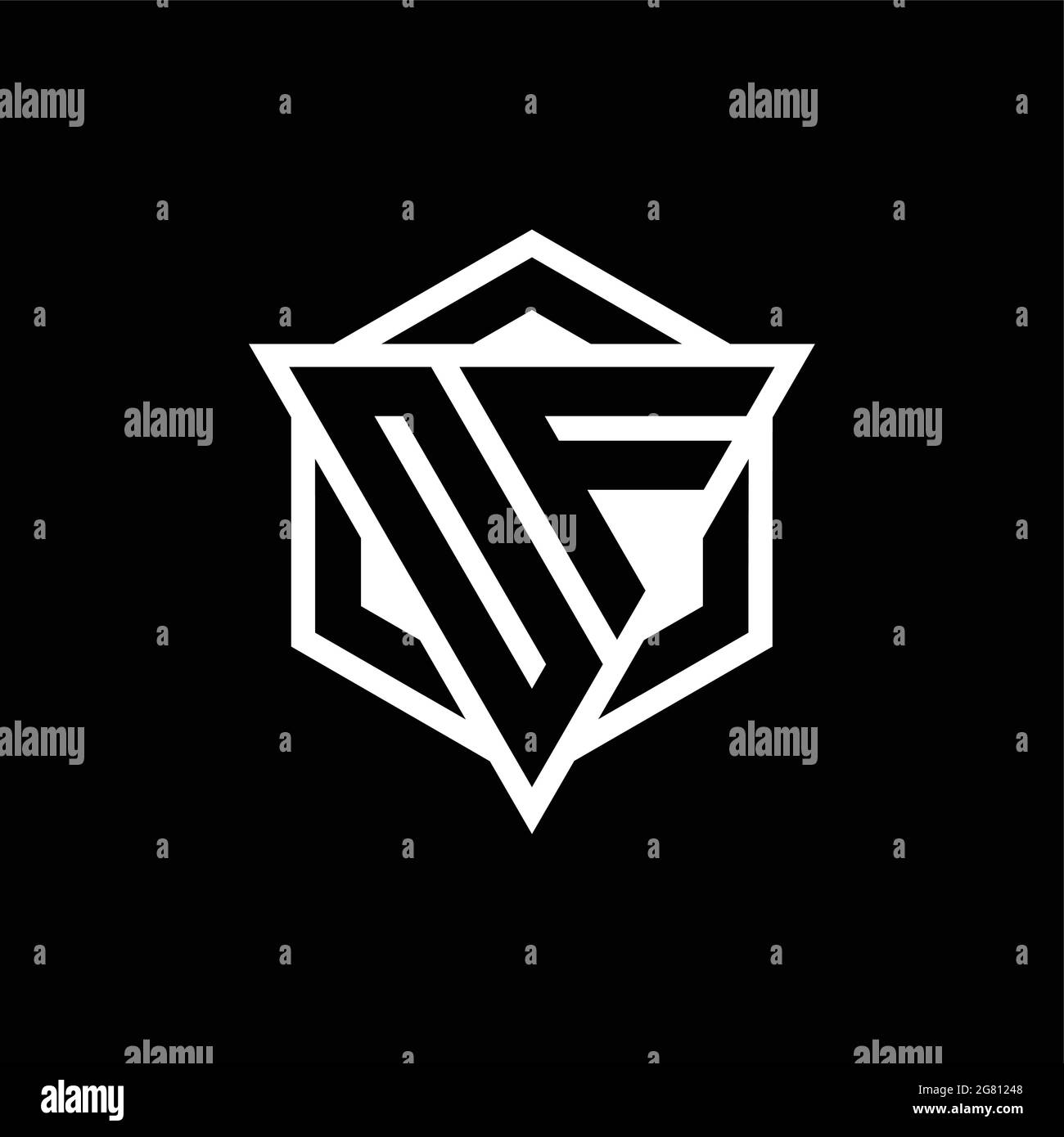 OF logo monogram with triangle and hexagon shape combination isolated ...