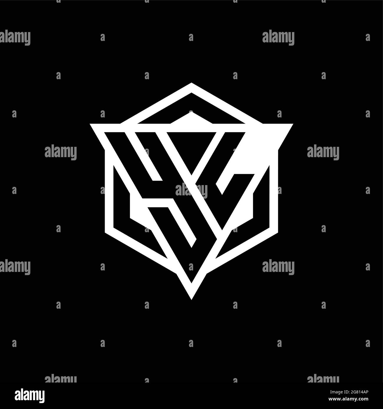 Yl logo monogram with triangle and hexagon modern Vector Image