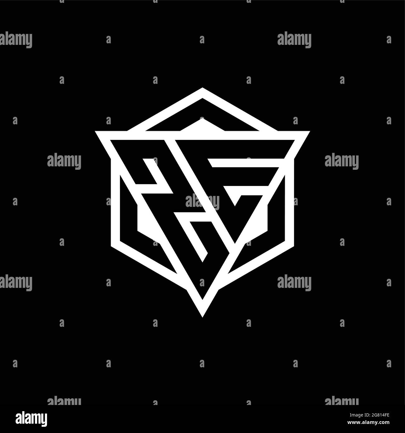 ZE logo monogram with triangle and hexagon shape combination isolated ...