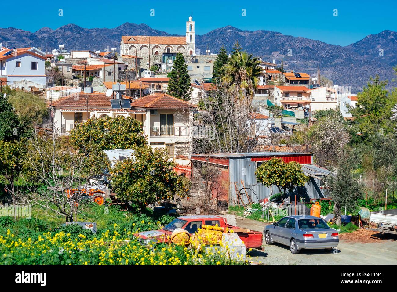 View of Kellaki village. Limassol District, Cyprus Stock Photo