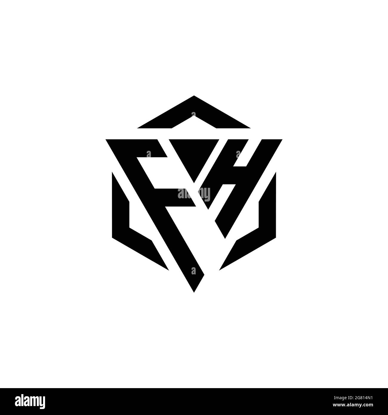 FH Logo monogram with triangle and hexagon modern design template ...