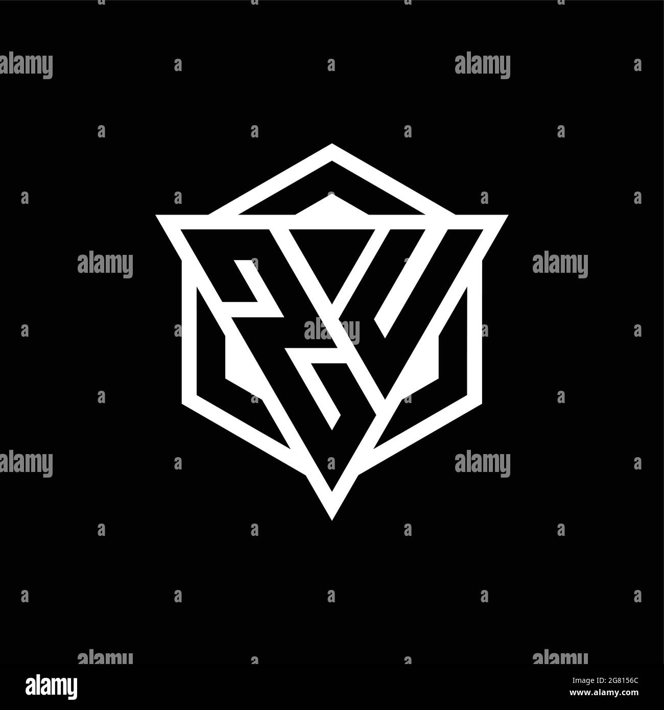 ZU logo monogram with triangle and hexagon shape combination isolated ...