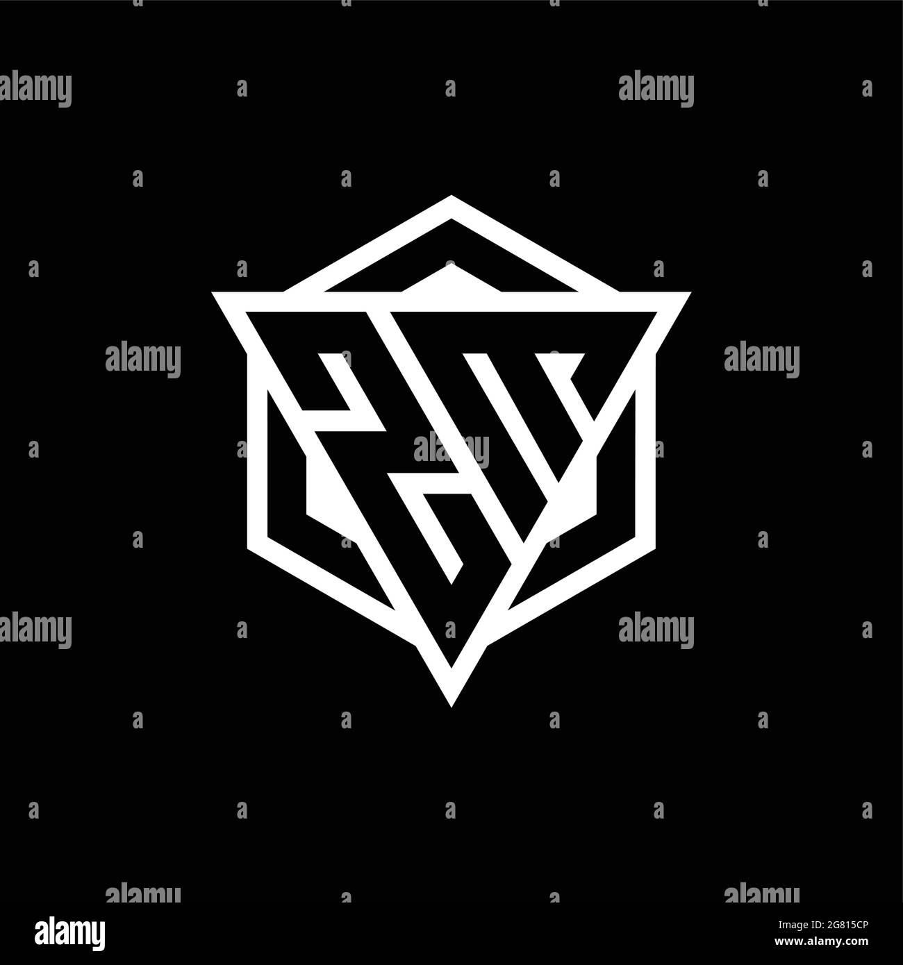 ZM logo monogram with triangle and hexagon shape combination isolated on back and white colors Stock Vector
