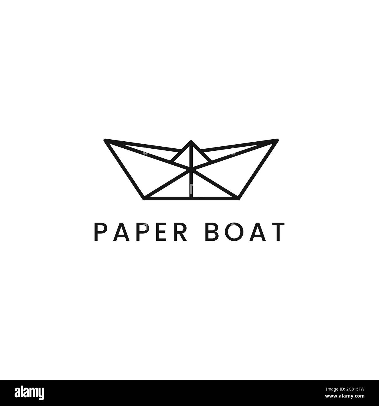 Paper boat line art minimalistic logo symbol vector illustration design, perfect for various business identities Stock Vector