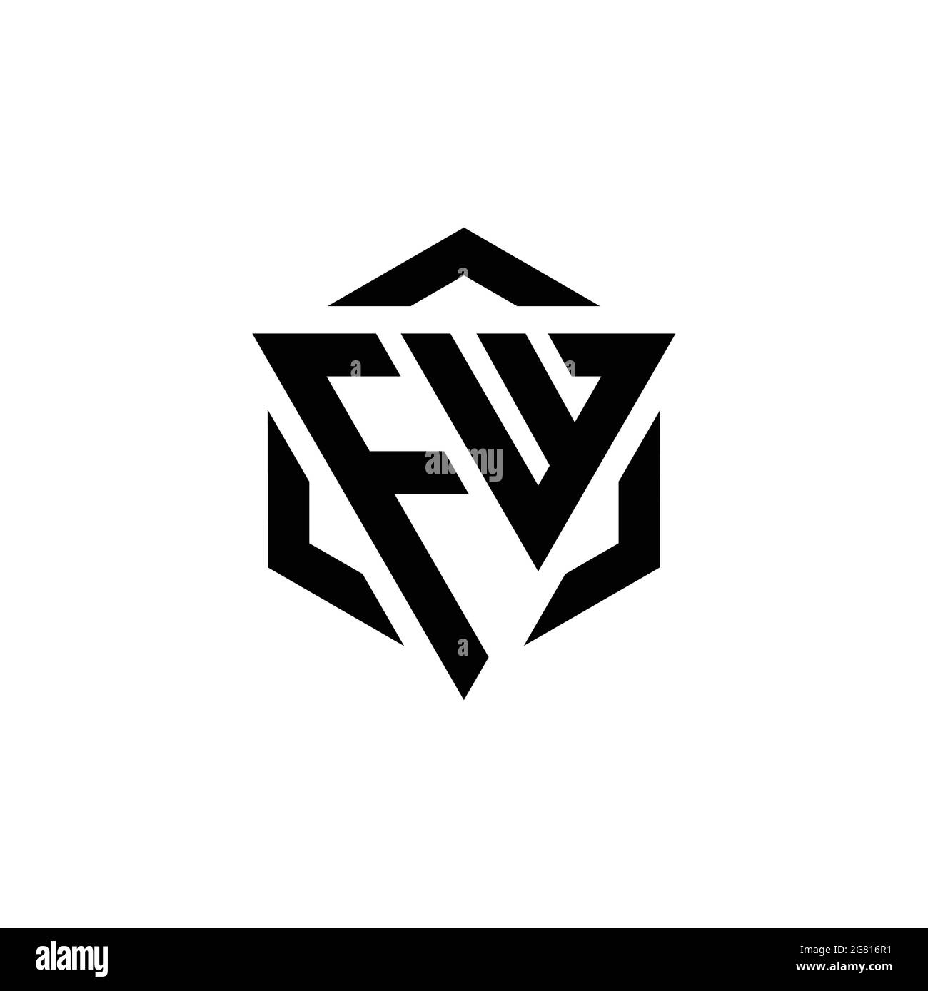 FW Logo monogram with triangle and hexagon modern design template ...