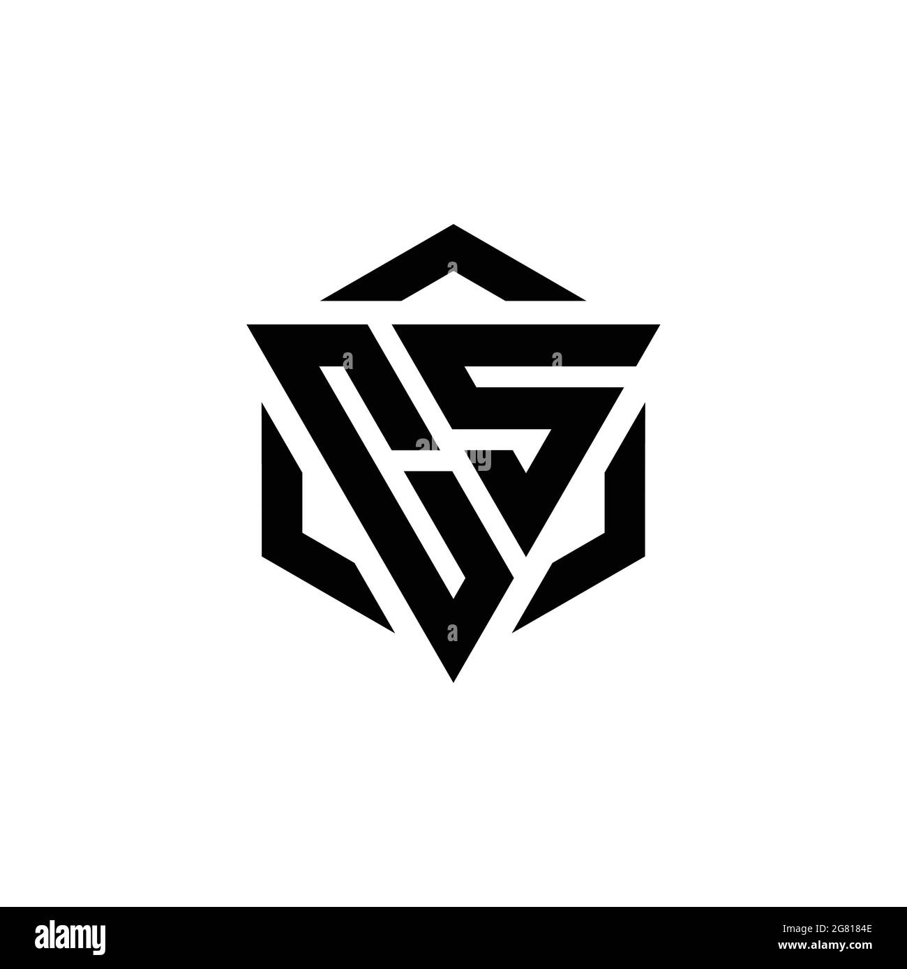 CS Logo monogram with triangle and hexagon modern design template