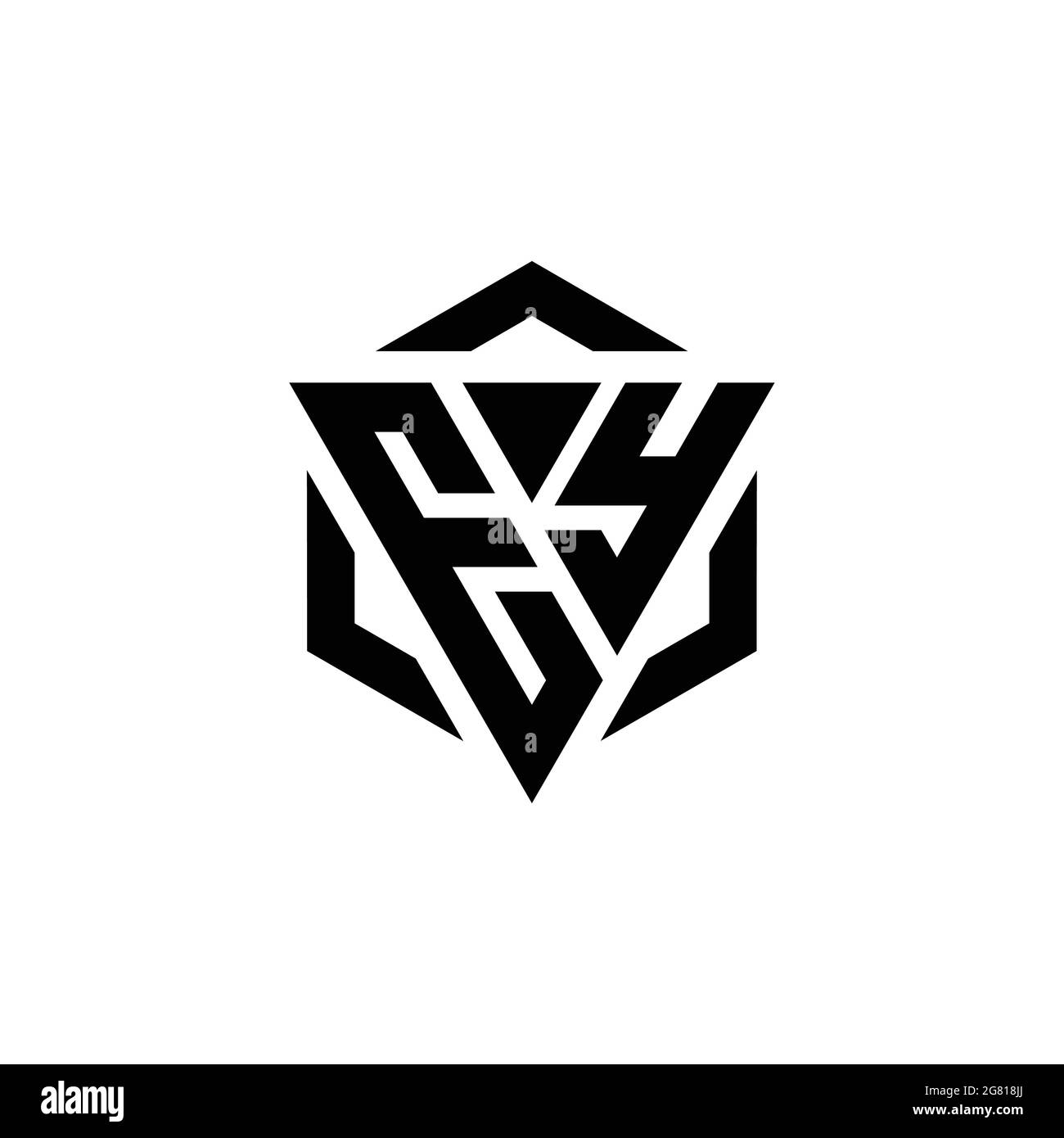 EY Logo monogram with triangle and hexagon modern design template