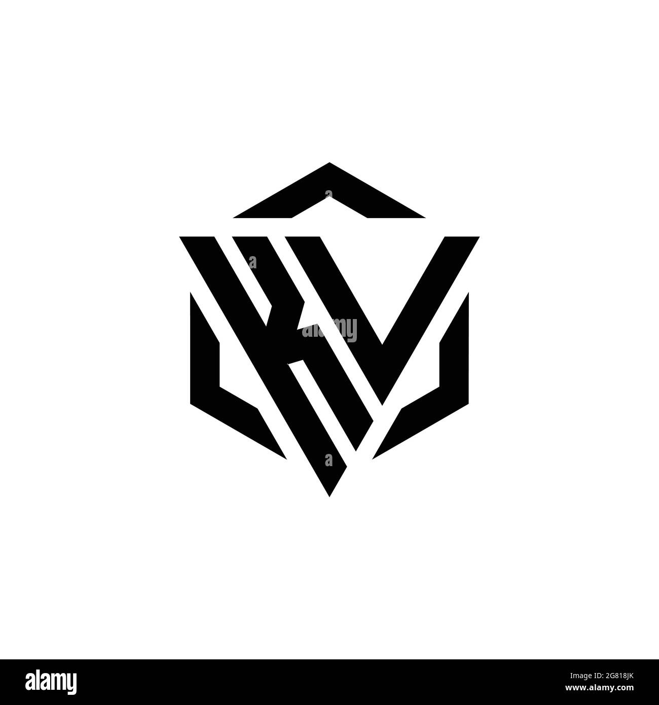 KV Logo monogram with triangle and hexagon modern design template