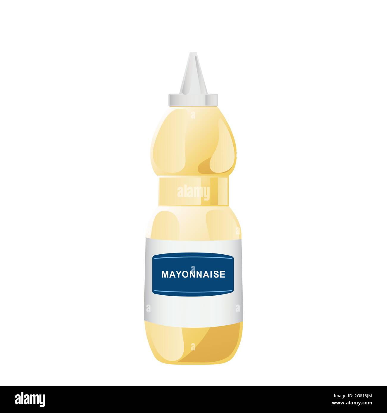 Mayonnaise in glass bottle. Jar with white sauce. Condiment container