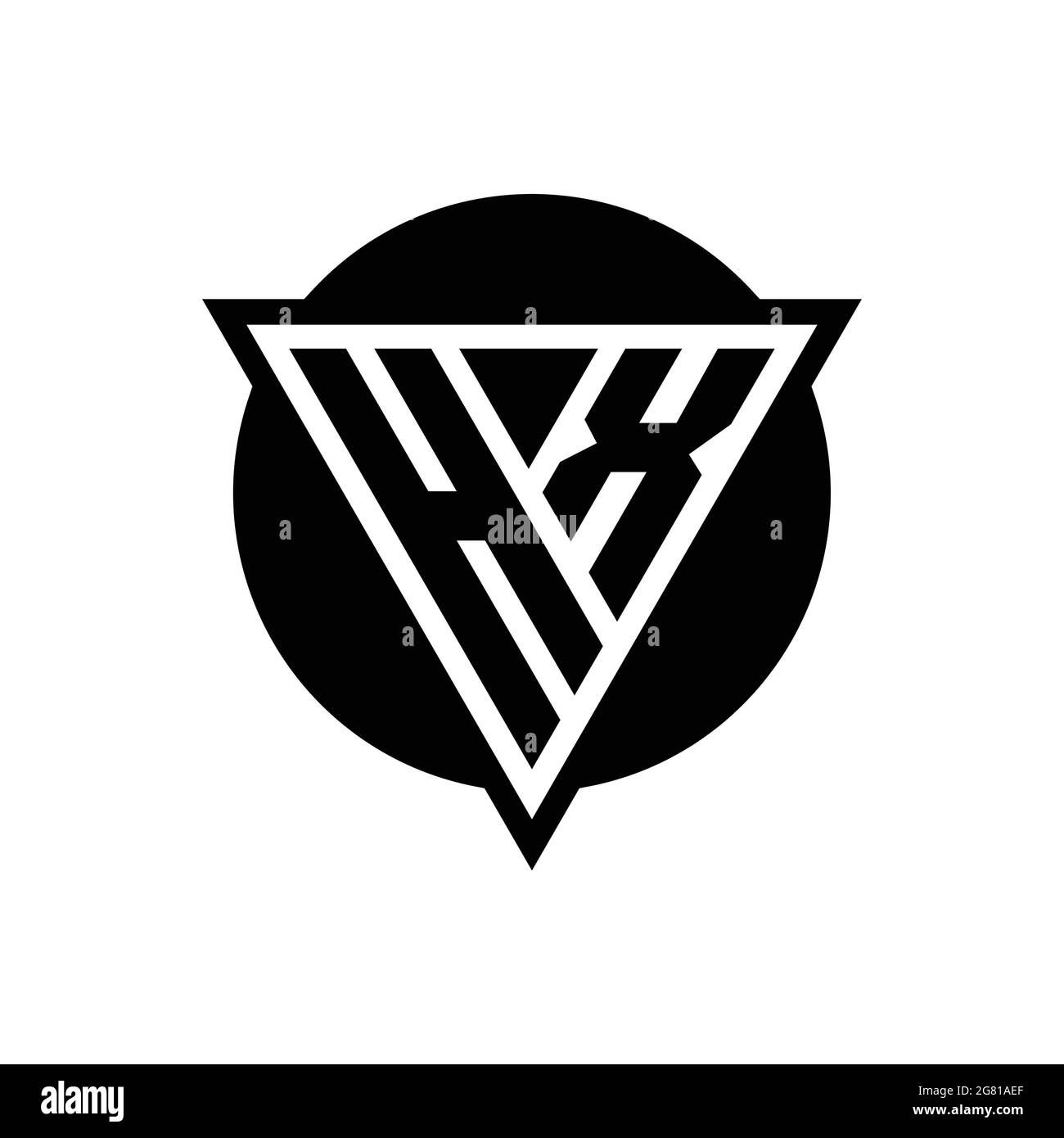 HX logo with negative space triangle and circle shape design template isolated on white background Stock Vector