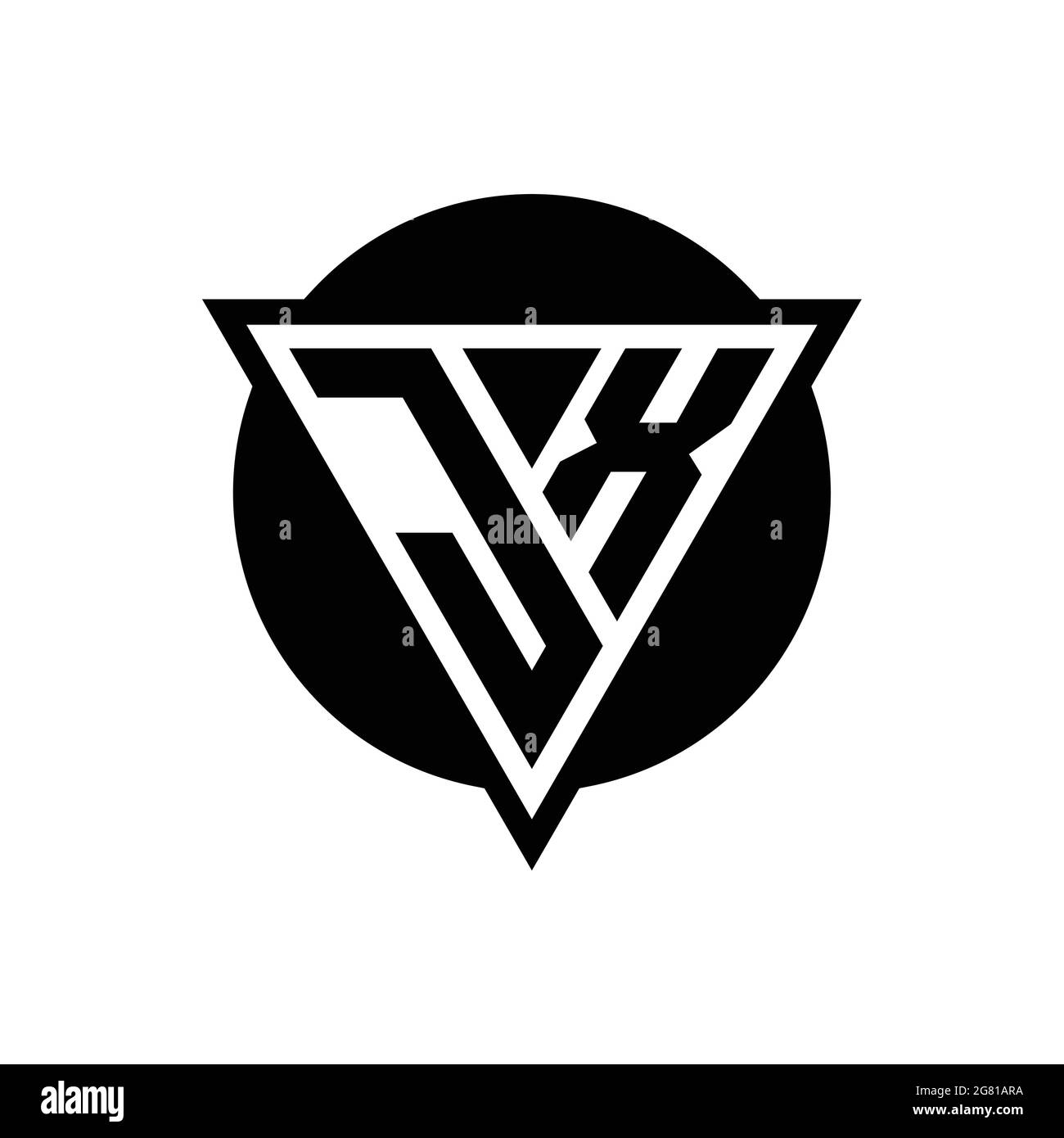 JX logo with negative space triangle and circle shape design template isolated on white background Stock Vector