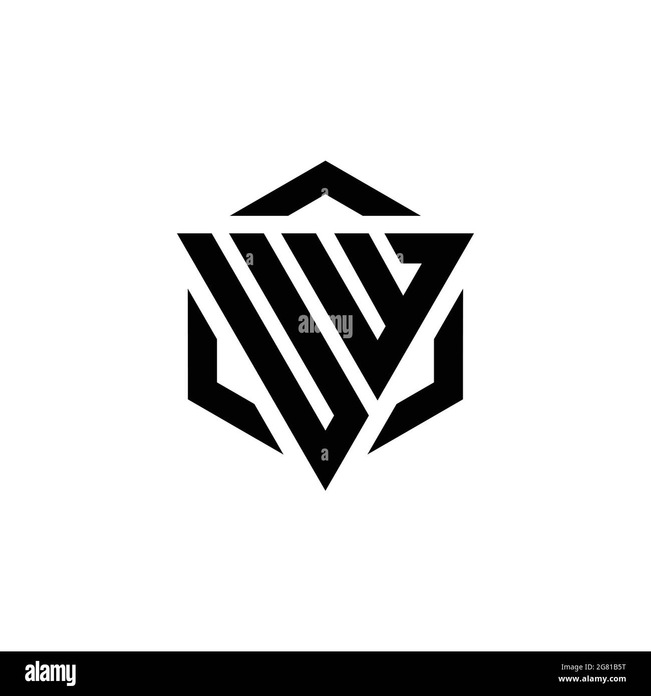 UW Logo monogram with triangle and hexagon modern design template isolated on white background Stock Vector