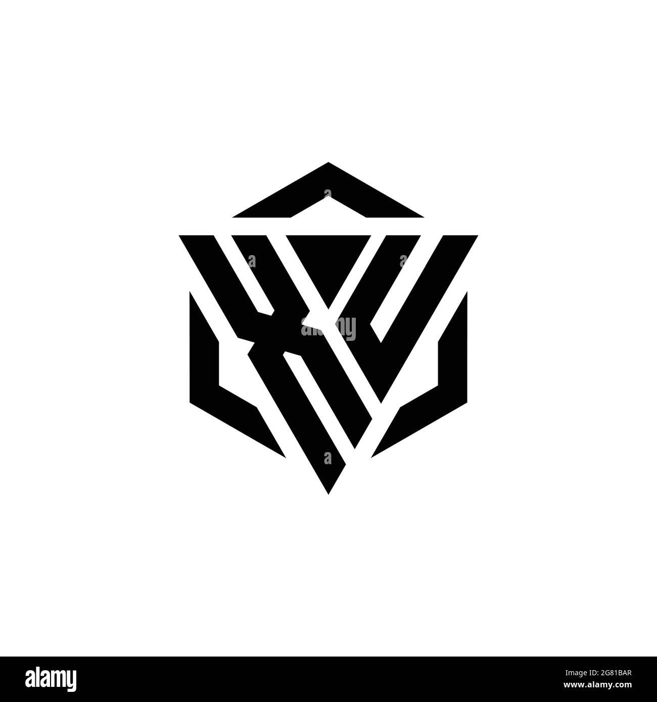 XU Logo monogram with triangle and hexagon modern design template