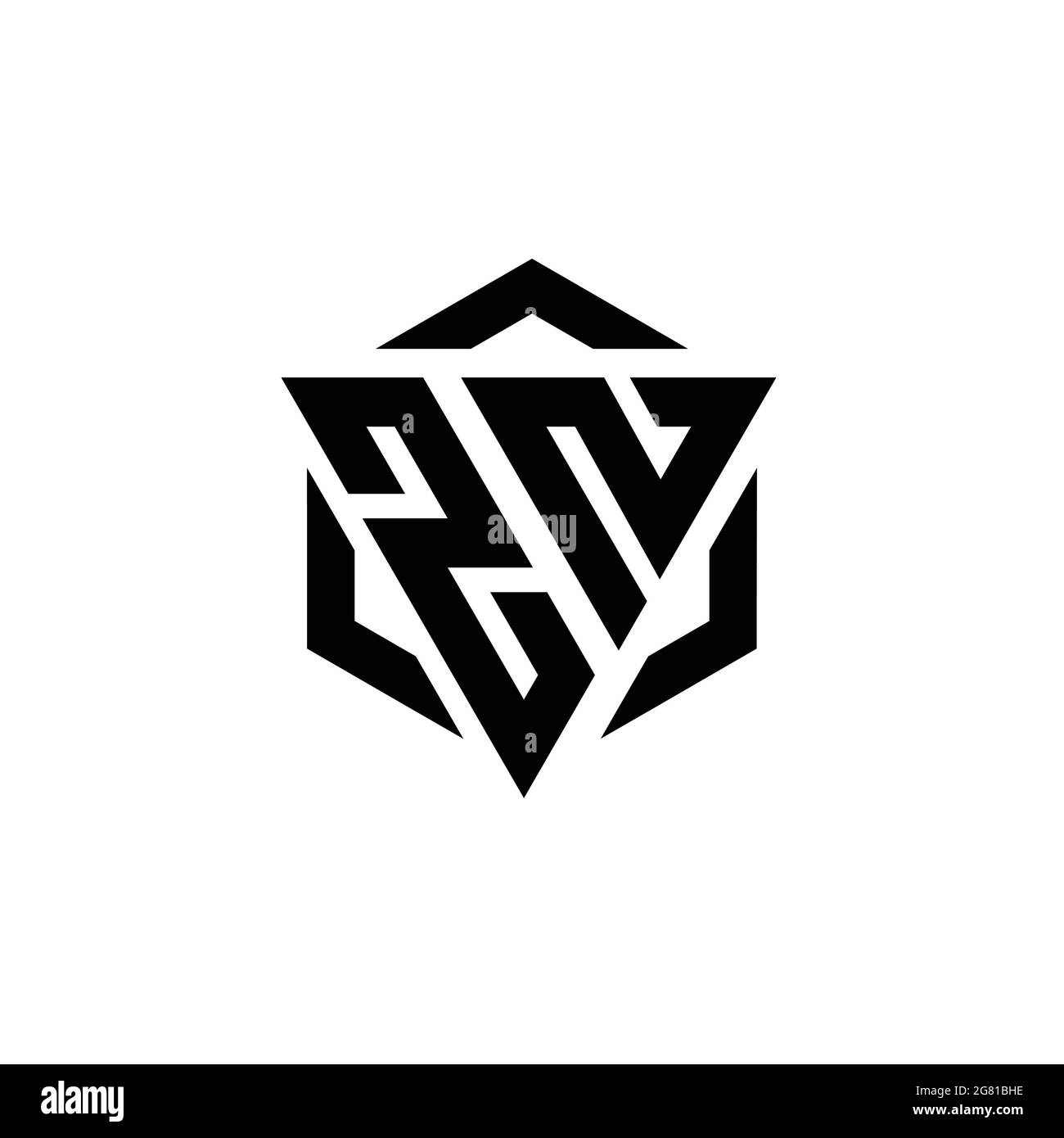 ZN Logo monogram with triangle and hexagon modern design template ...
