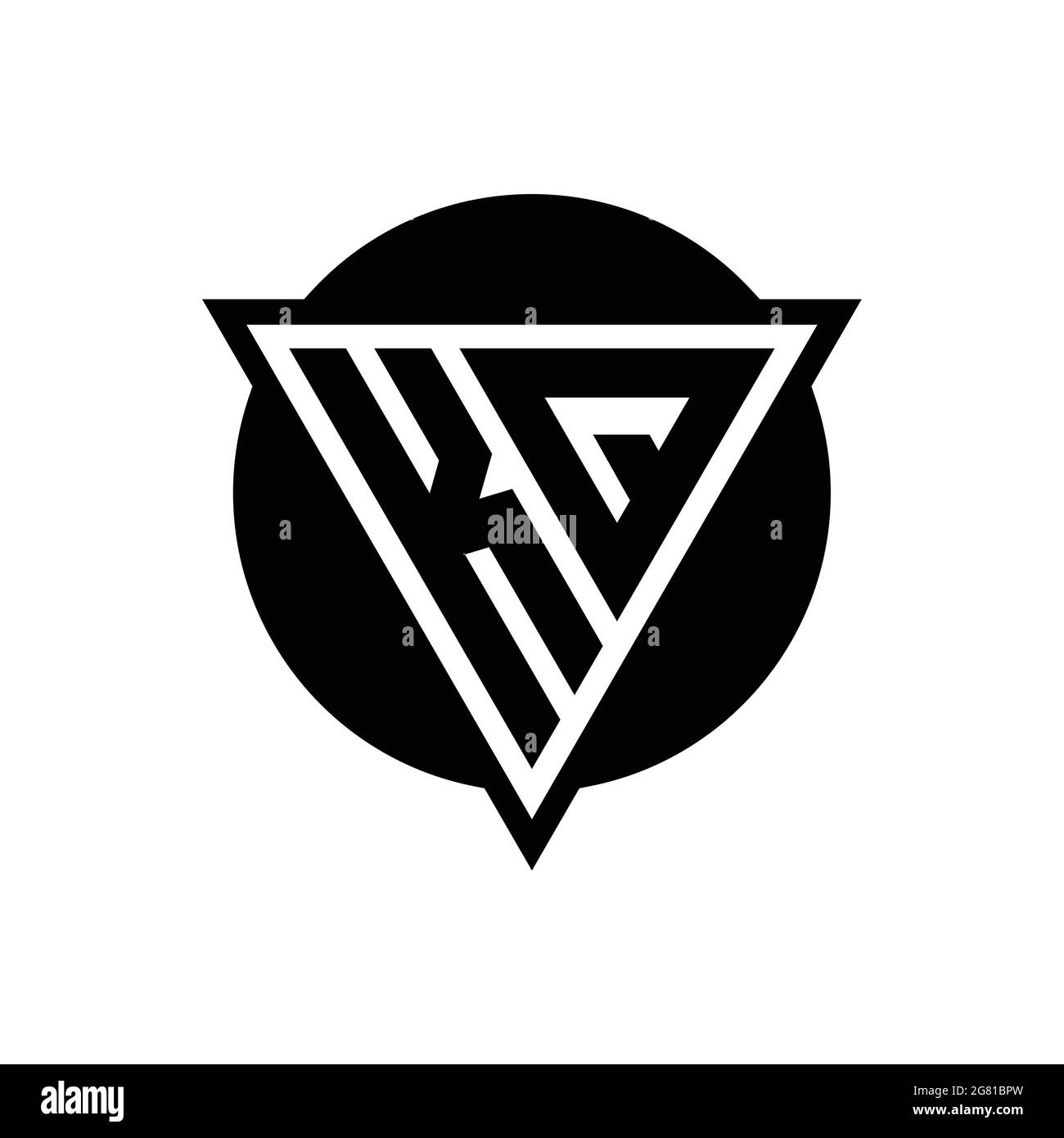 KQ logo with negative space triangle and circle shape design template isolated on white background Stock Vector