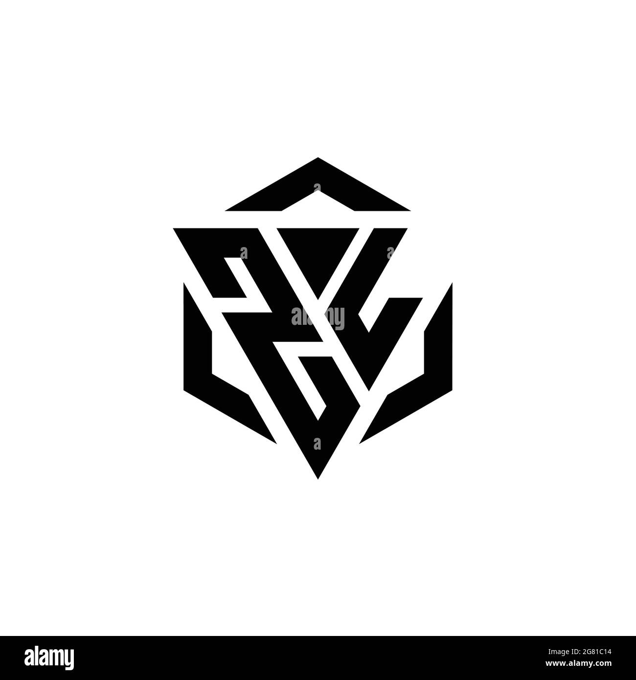 ZL Logo monogram with triangle and hexagon modern design template ...