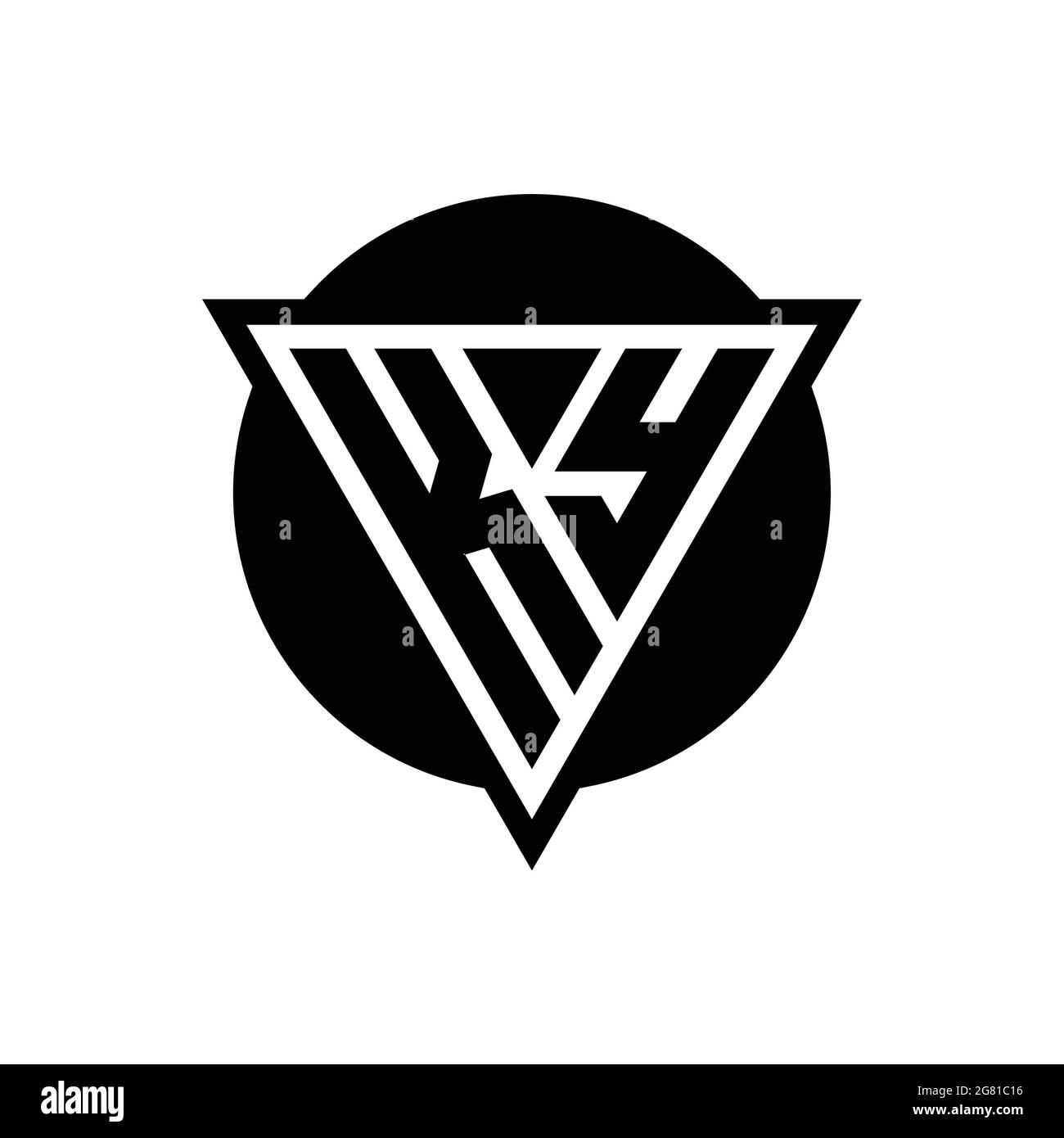 KY logo with negative space triangle and circle shape design template isolated on white background Stock Vector
