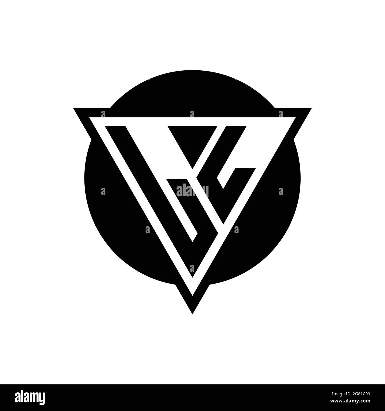 LL logo with negative space triangle and circle shape design template isolated on white background Stock Vector