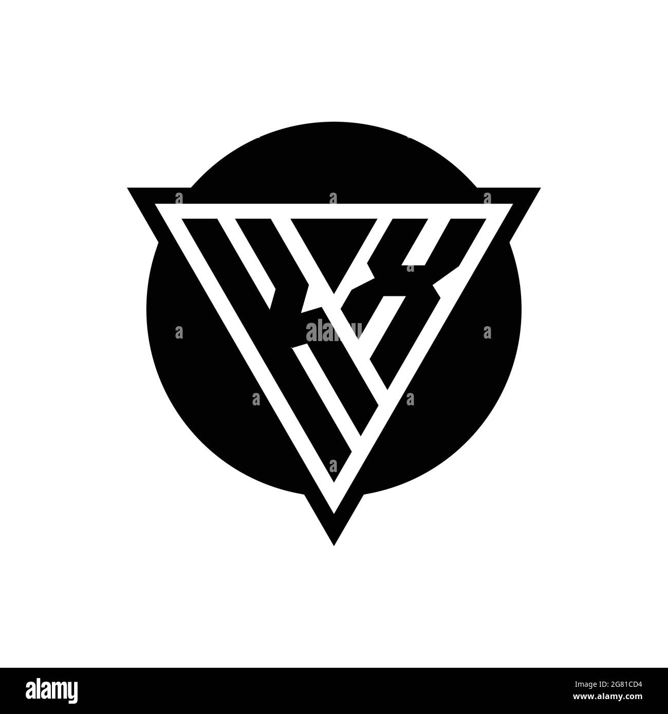 KX logo with negative space triangle and circle shape design template isolated on white background Stock Vector