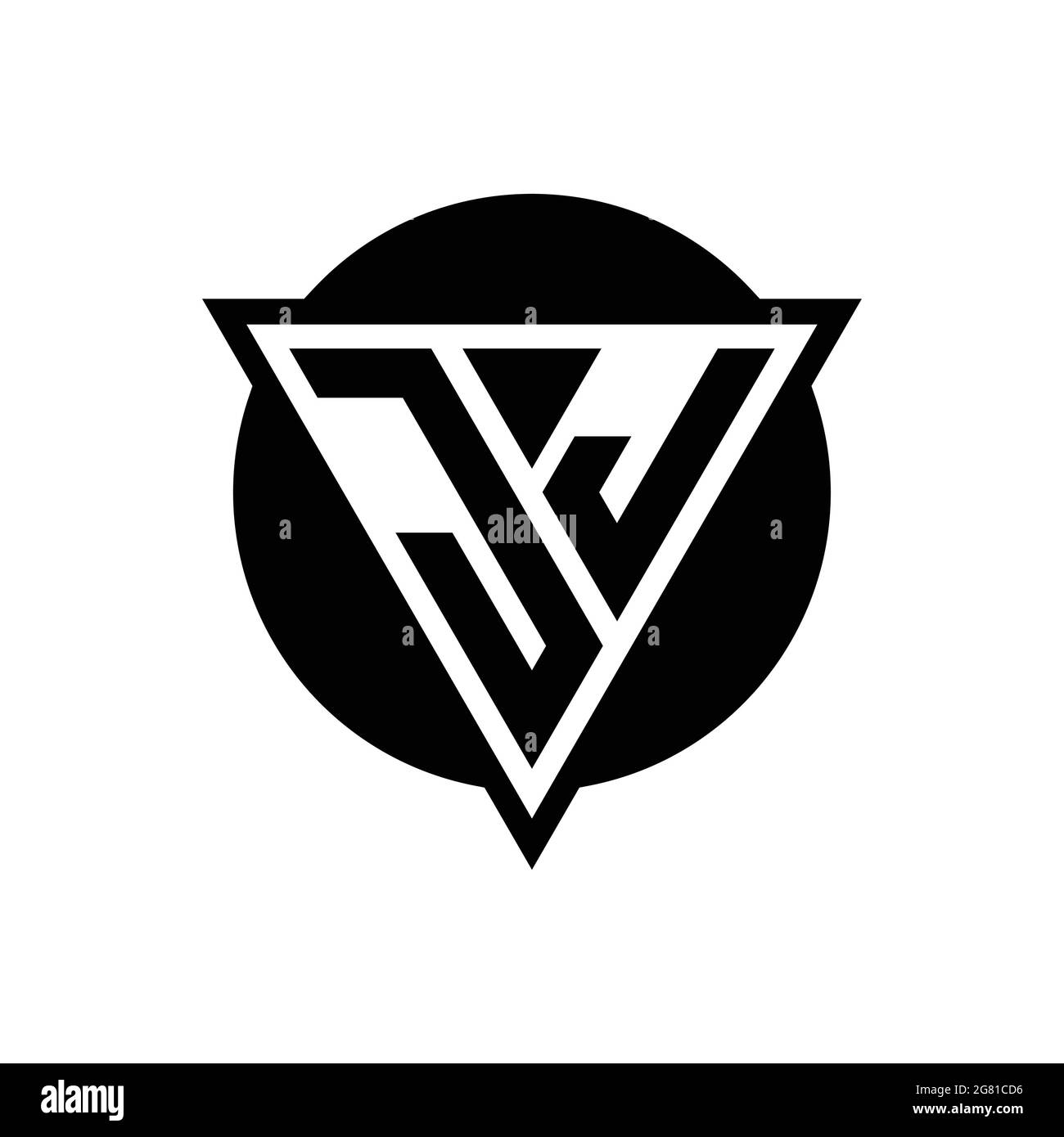 JJ logo with negative space triangle and circle shape design template