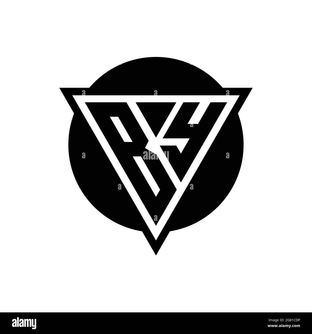 BY logo with negative space triangle and circle shape design template isolated on white background Stock Vector