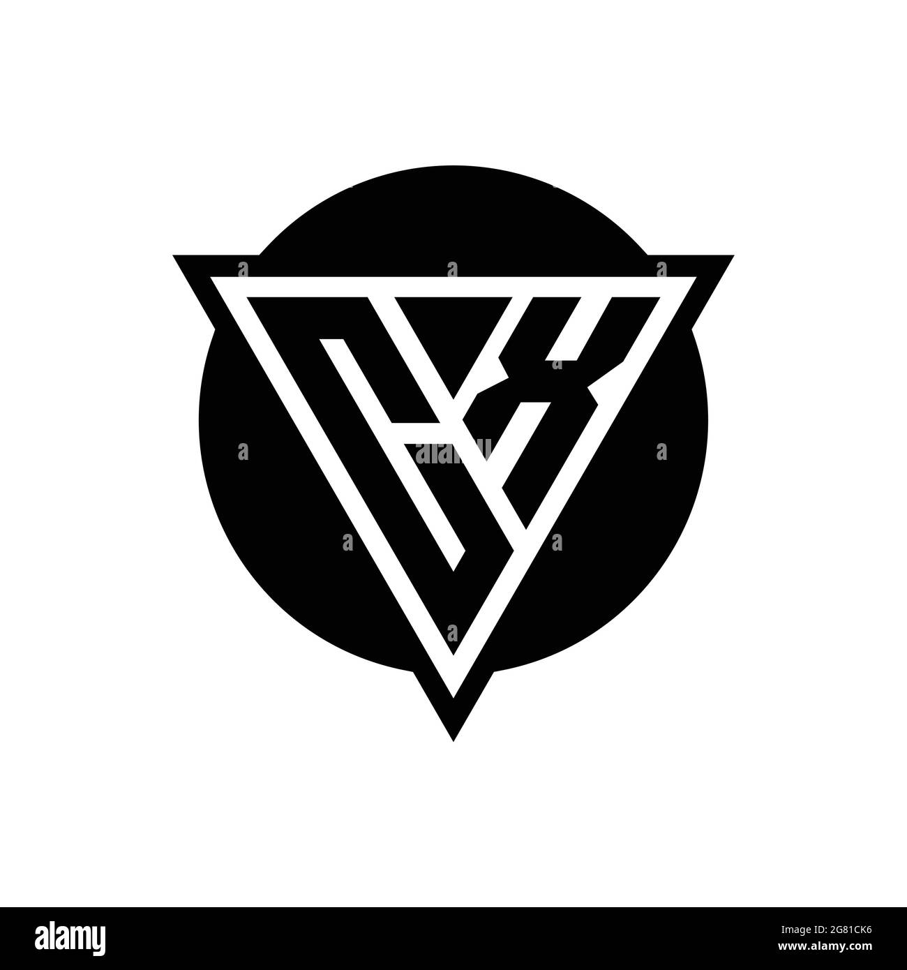 CX logo with negative space triangle and circle shape design template isolated on white background Stock Vector