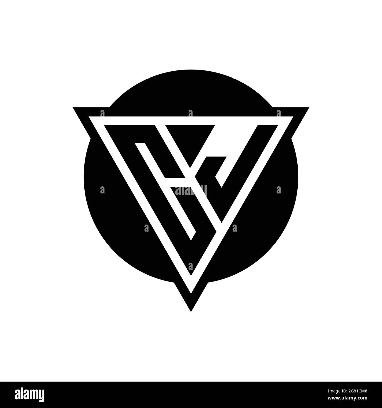 CJ logo with negative space triangle and circle shape design template isolated on white background Stock Vector