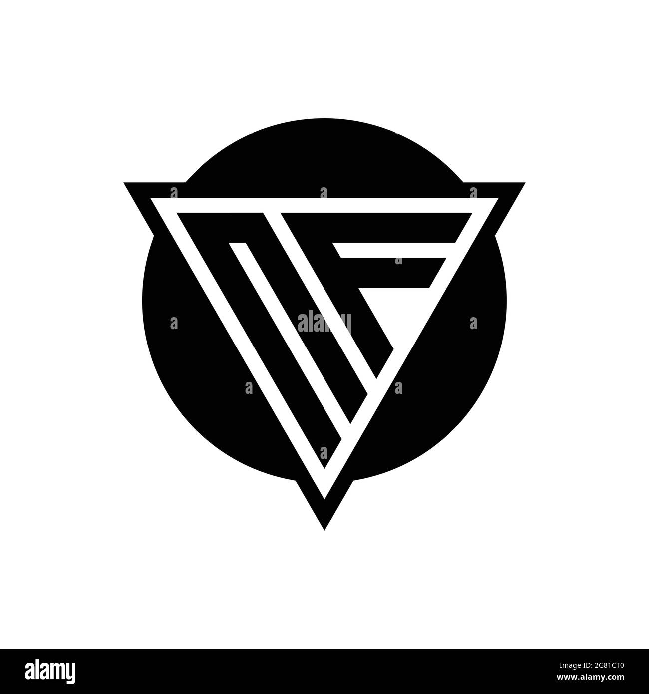 NF logo with negative space triangle and circle shape design template isolated on white background Stock Vector