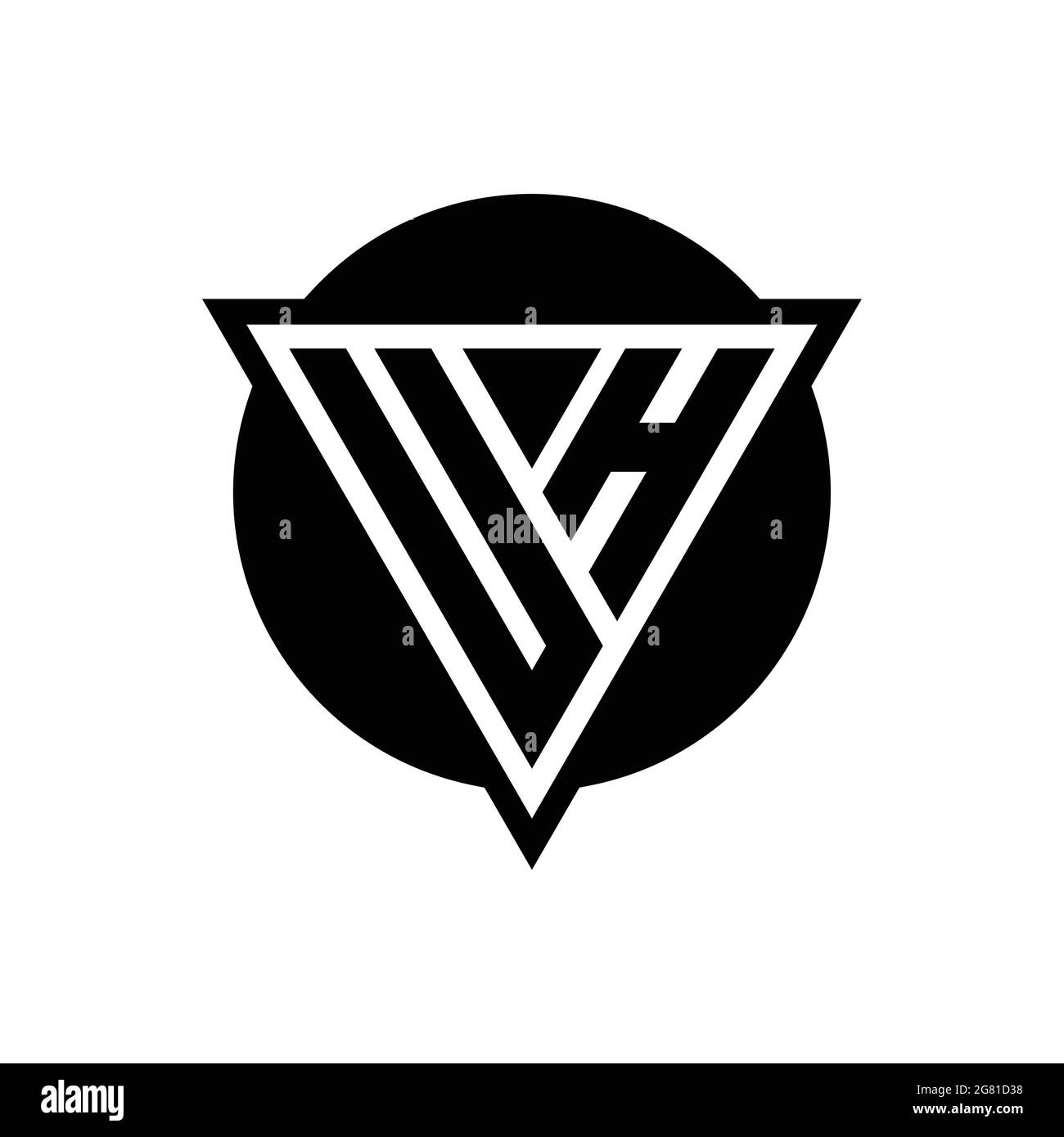 UH logo with negative space triangle and circle shape design template isolated on white background Stock Vector