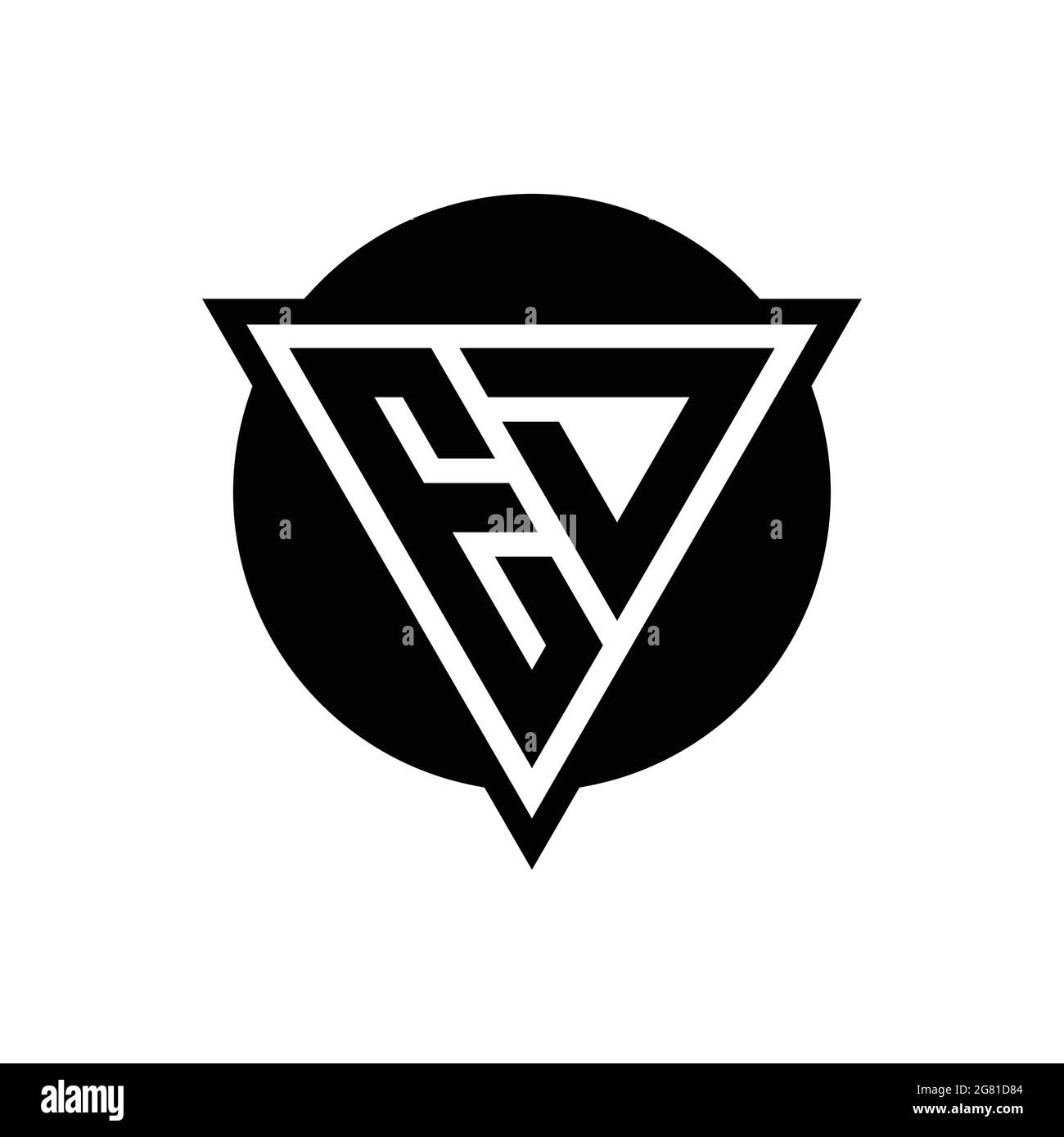 ED logo with negative space triangle and circle shape design template isolated on white background Stock Vector