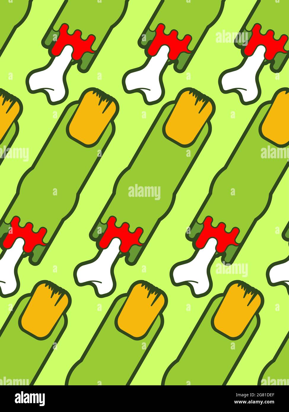 Zombie finger pattern seamless. Green finger and bone background. Stock Vector