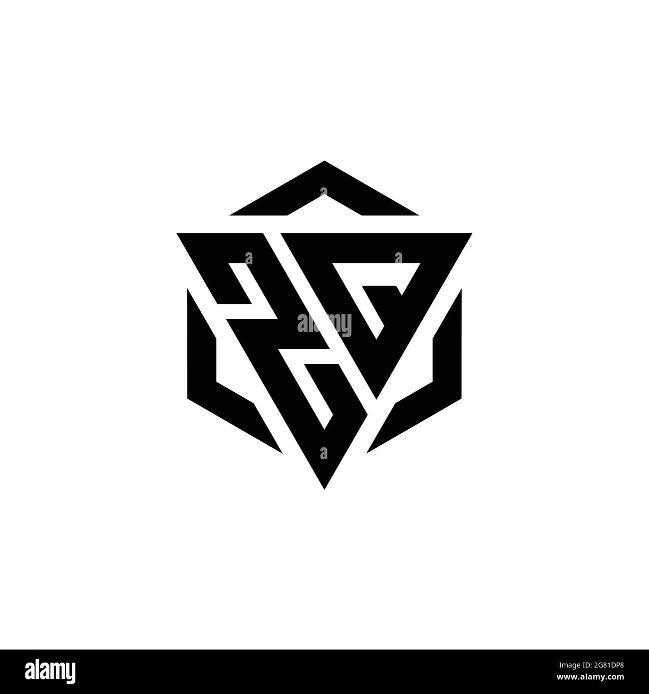 ZJ logo with negative space triangle and circle shape design template ...