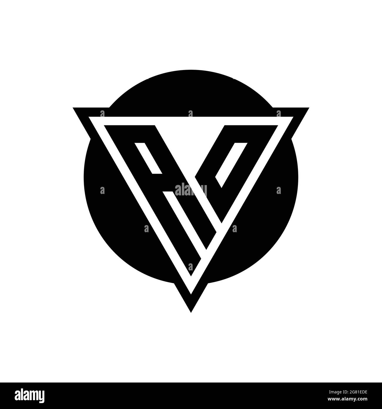 AO logo with negative space triangle and circle shape design template isolated on white background Stock Vector