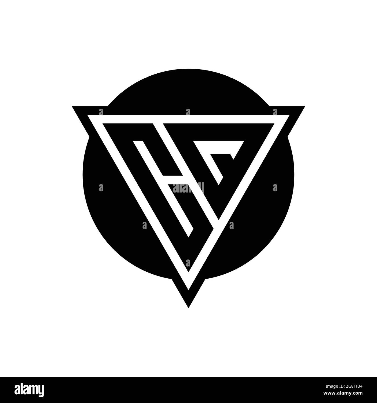 CQ logo with negative space triangle and circle shape design template isolated on white background Stock Vector