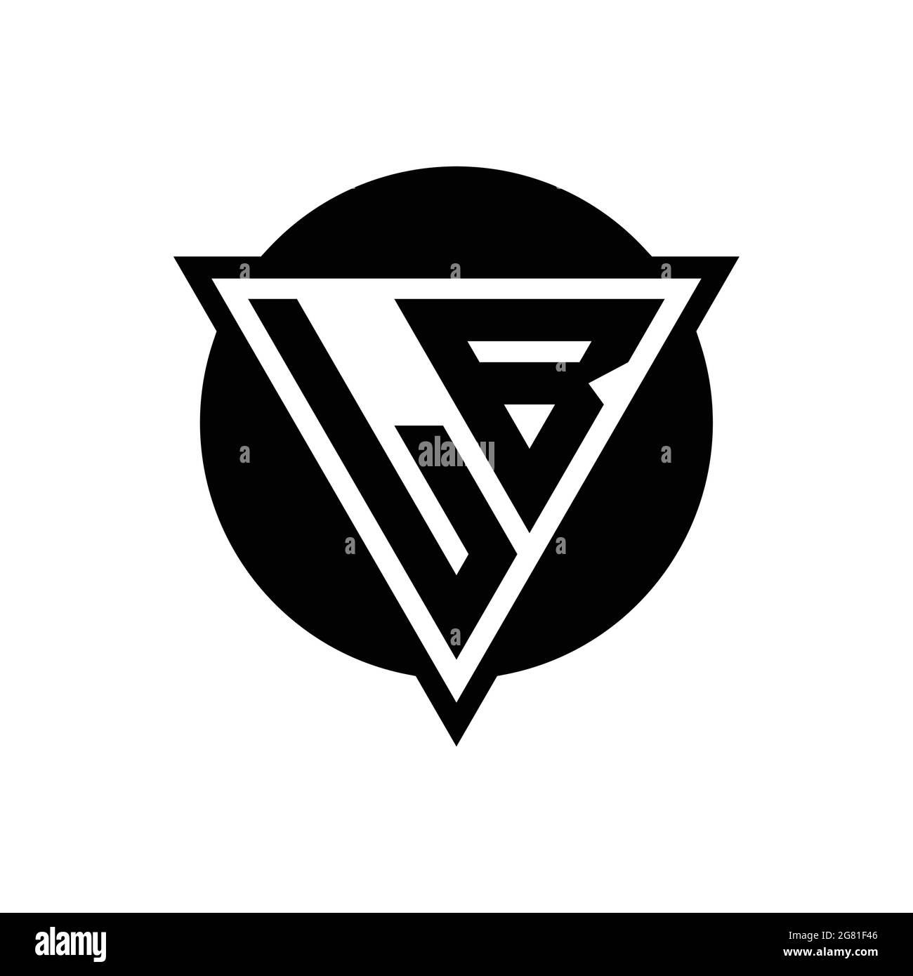 LB logo with negative space triangle and circle shape design template isolated on white background Stock Vector