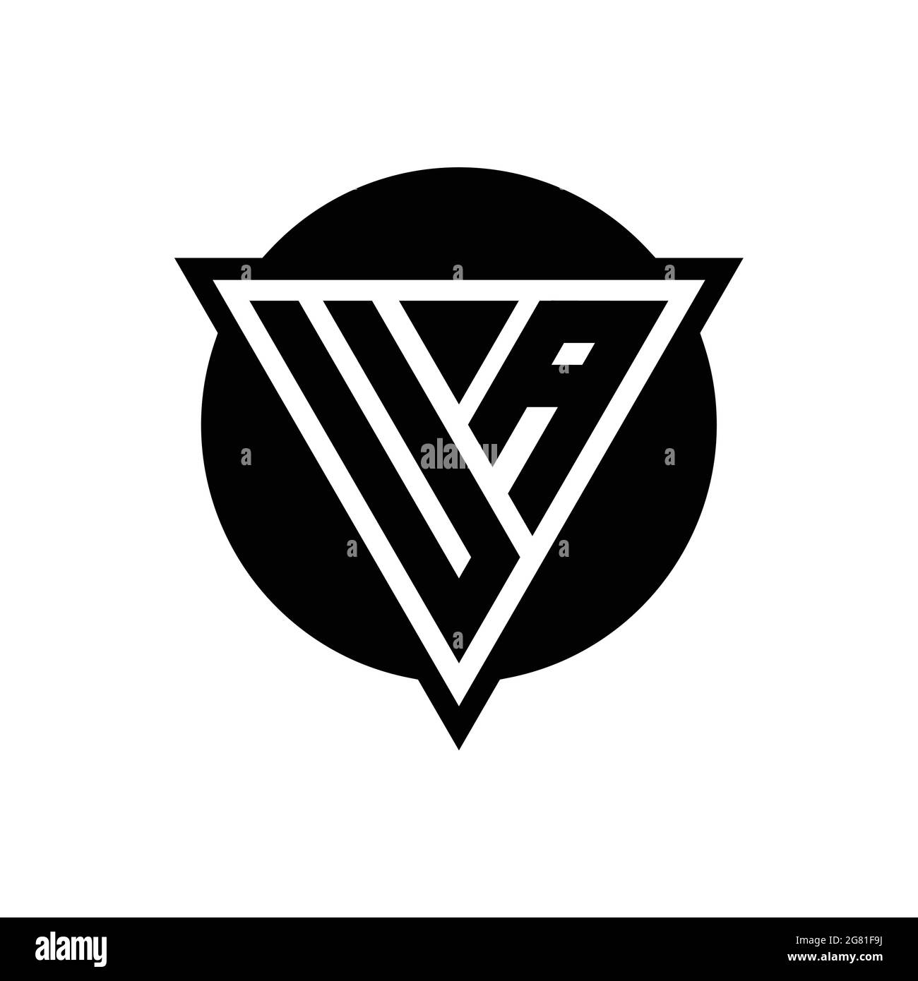 UA logo with negative space triangle and circle shape design template isolated on white background Stock Vector