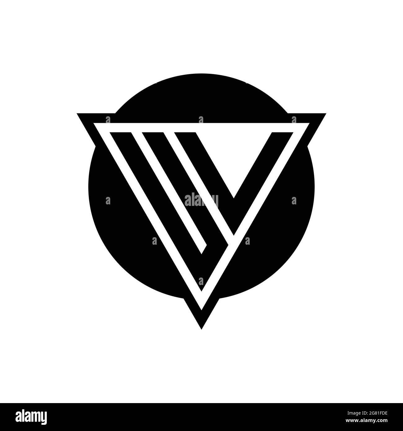 UV logo with negative space triangle and circle shape design template isolated on white background Stock Vector