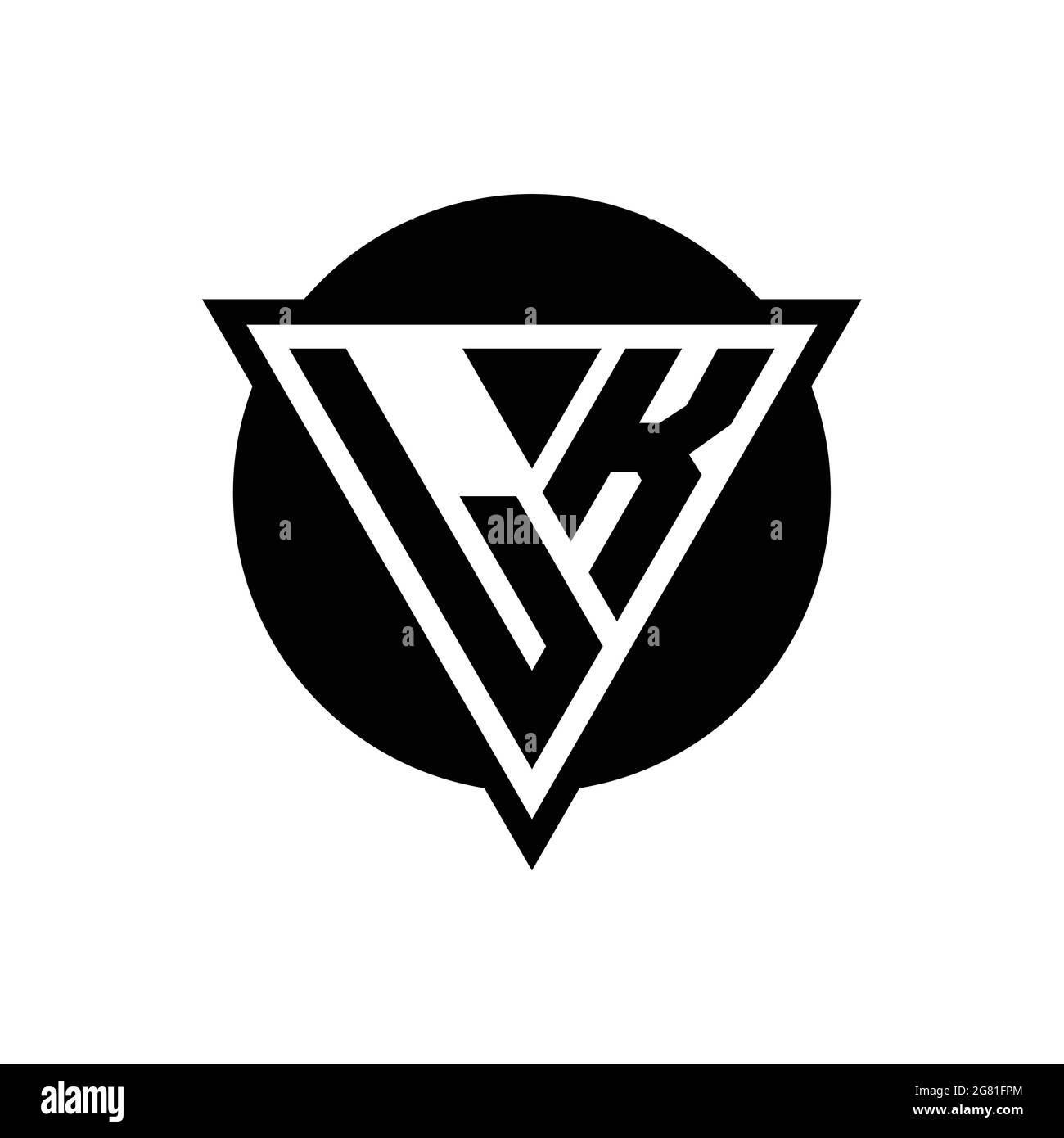 LK logo with negative space triangle and circle shape design template isolated on white background Stock Vector