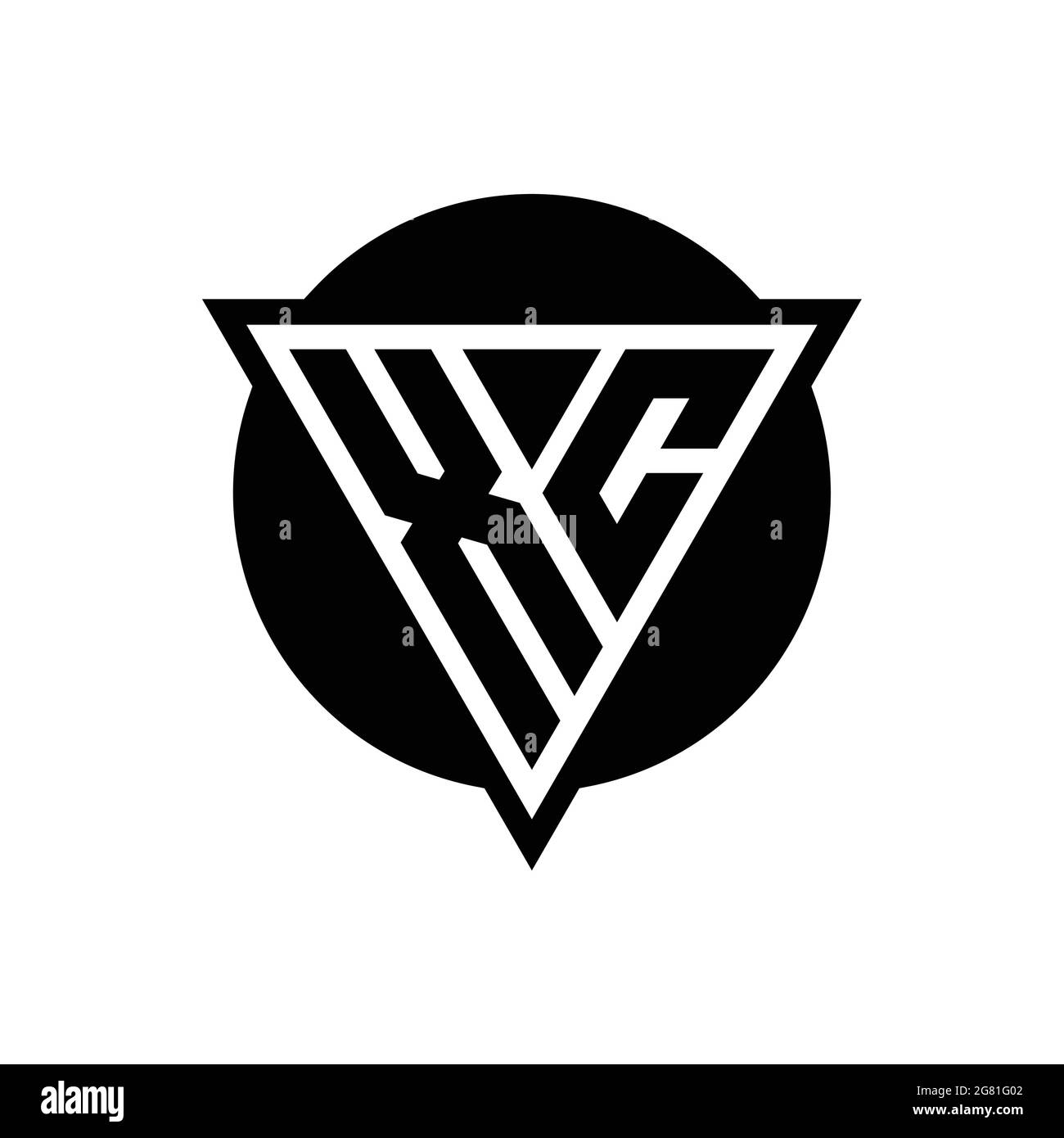 XC logo with negative space triangle and circle shape design template isolated on white background Stock Vector