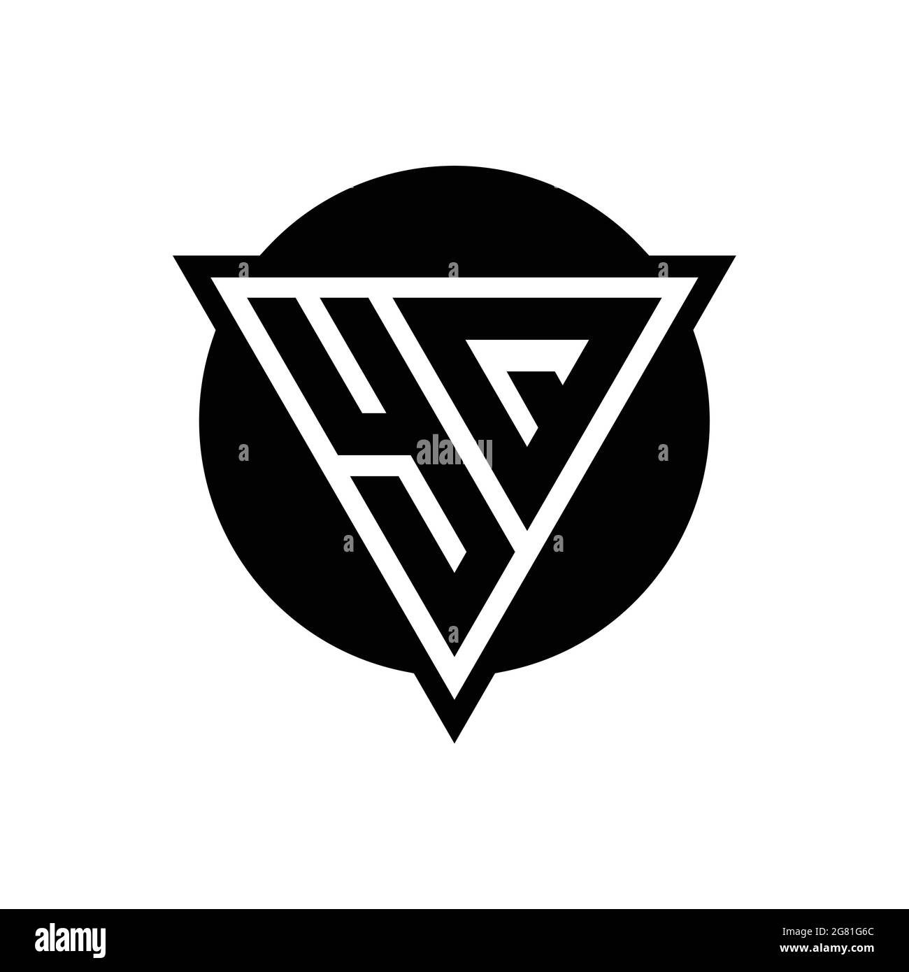 YQ logo with negative space triangle and circle shape design template isolated on white background Stock Vector
