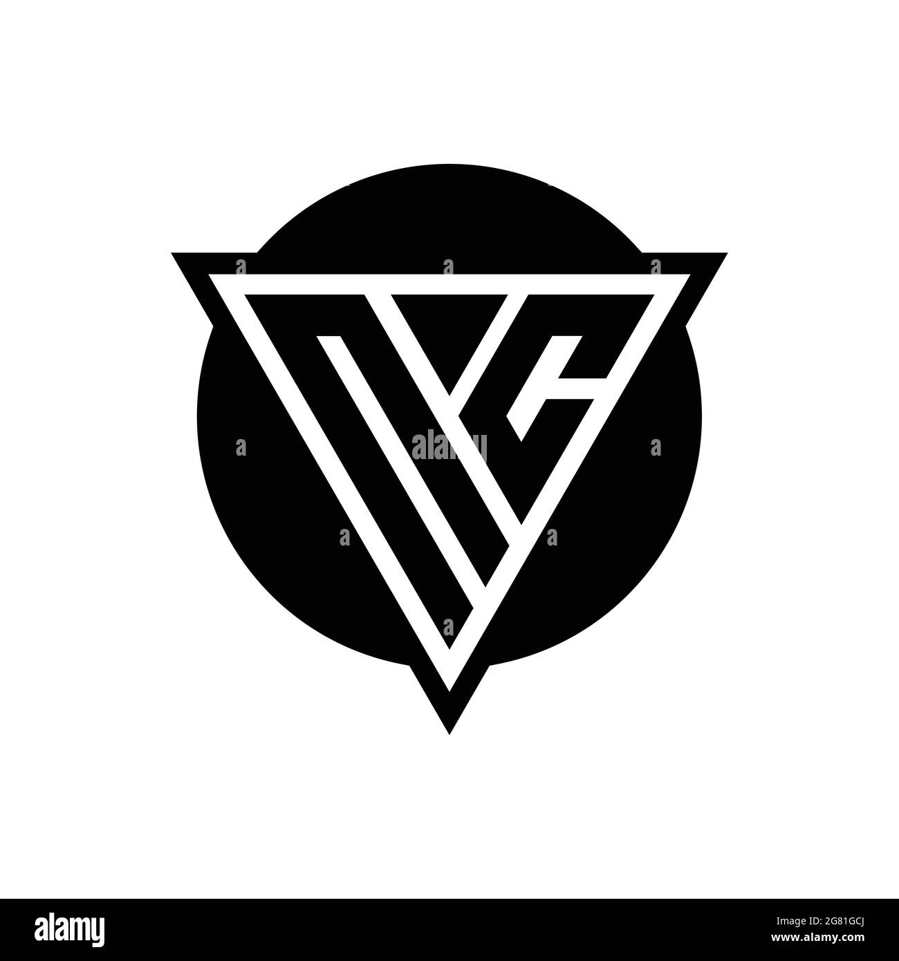 NC logo with negative space triangle and circle shape design template ...