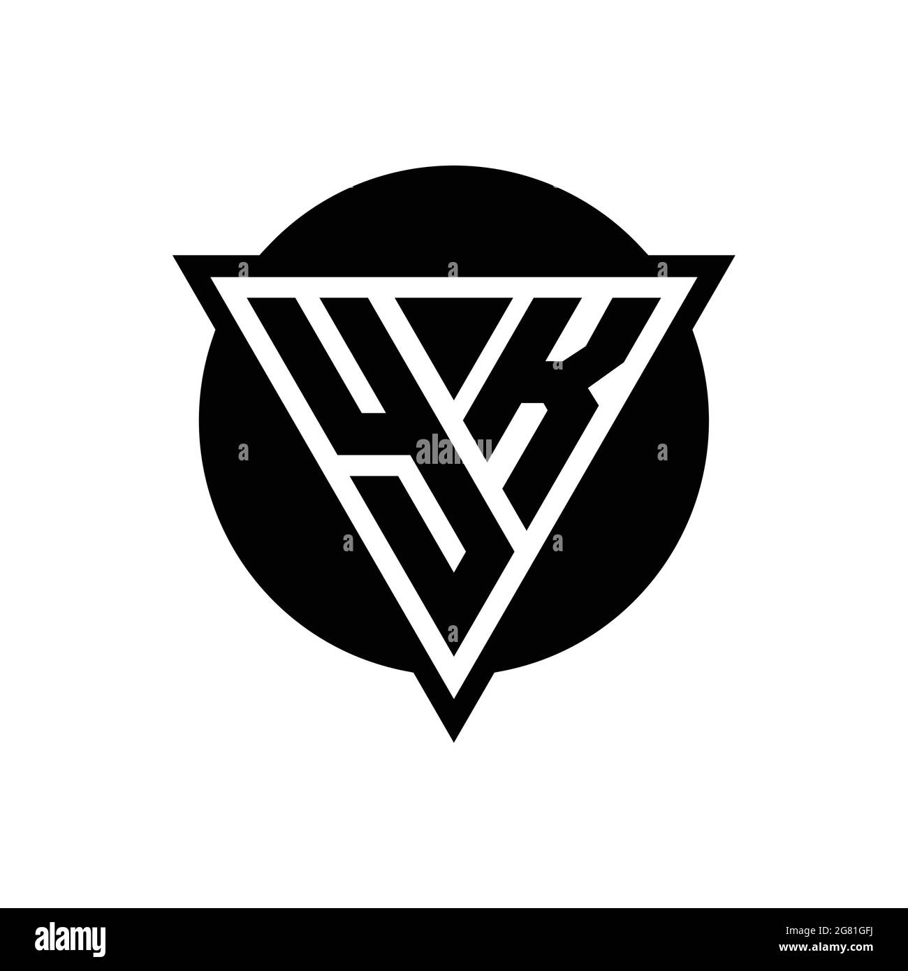 YK logo with negative space triangle and circle shape design template isolated on white background Stock Vector
