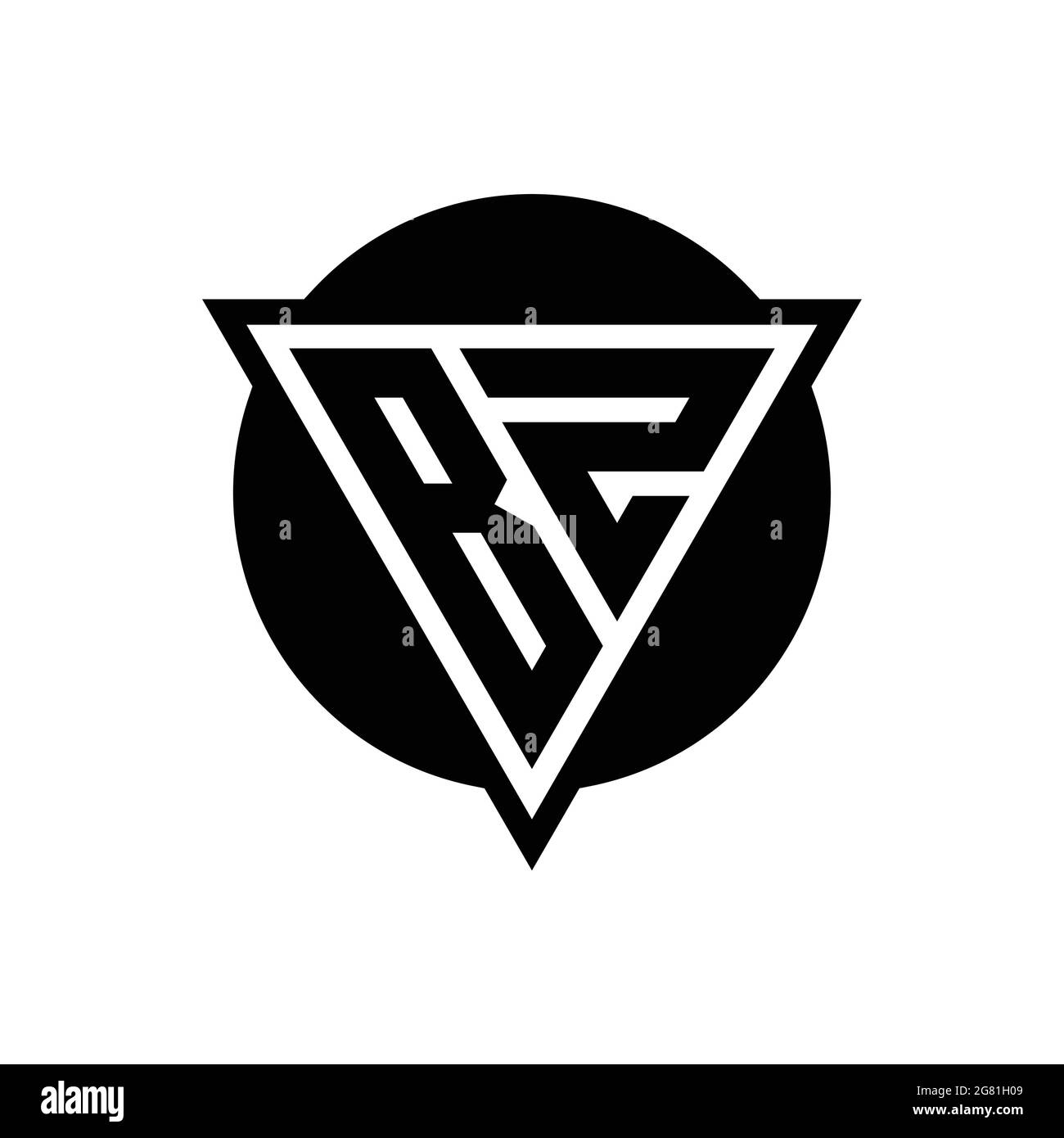 BZ logo with negative space triangle and circle shape design template isolated on white background Stock Vector