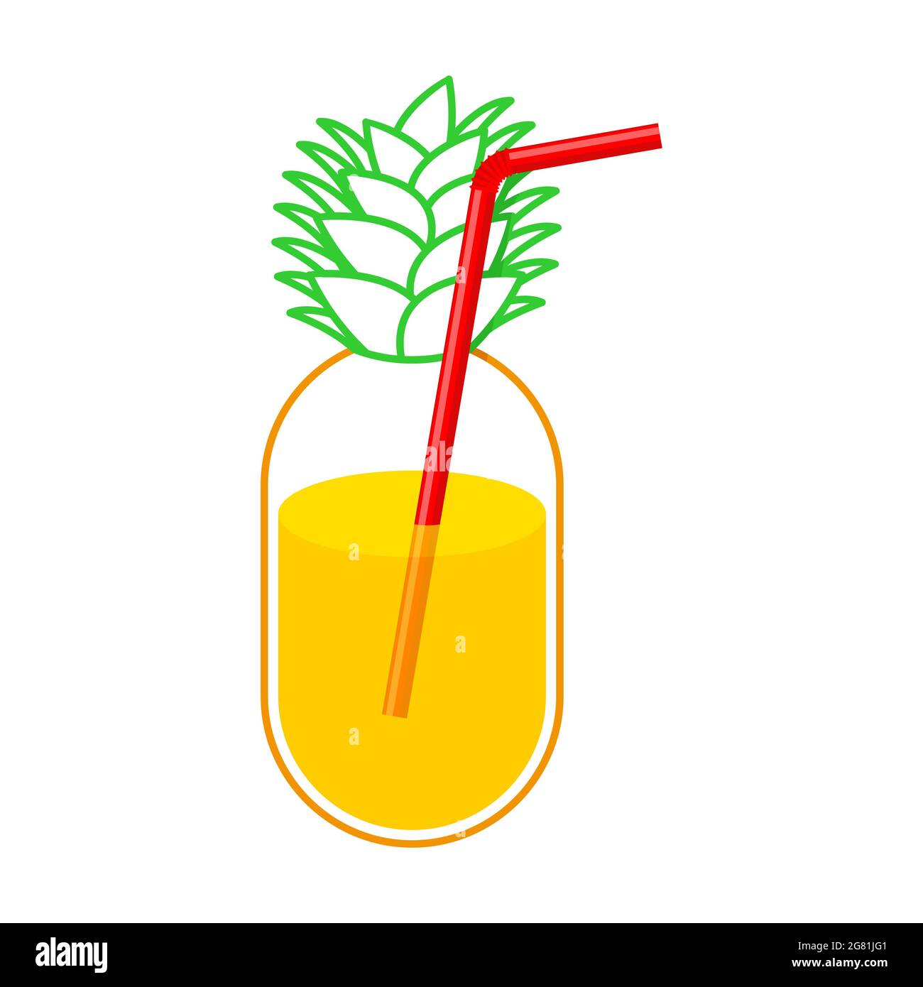 Fresh Pineapple juice with Beverage tube. vector illustration Stock ...