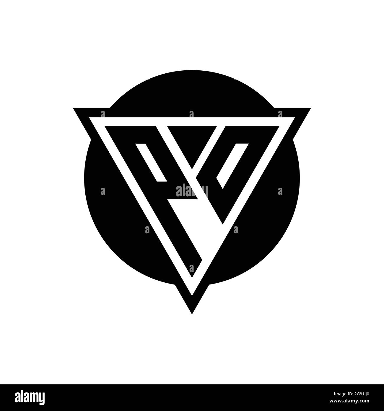 PO logo with negative space triangle and circle shape design template ...