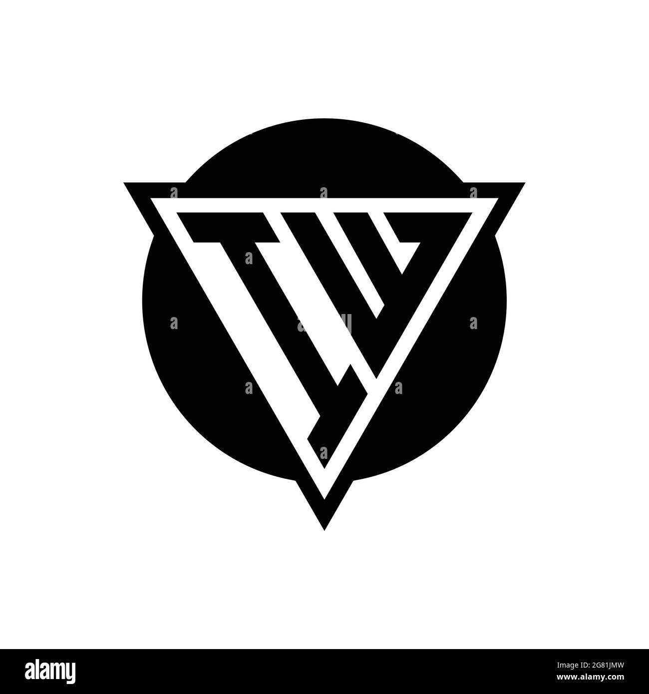 IW logo with negative space triangle and circle shape design template isolated on white background Stock Vector
