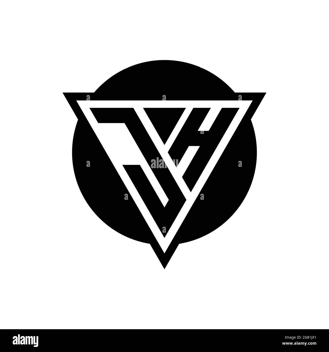 JH logo with negative space triangle and circle shape design template ...