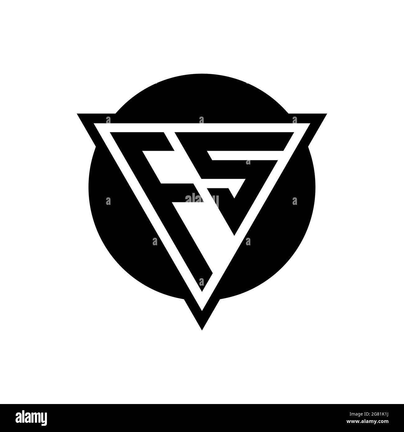 FS logo with negative space triangle and circle shape design template isolated on white background Stock Vector