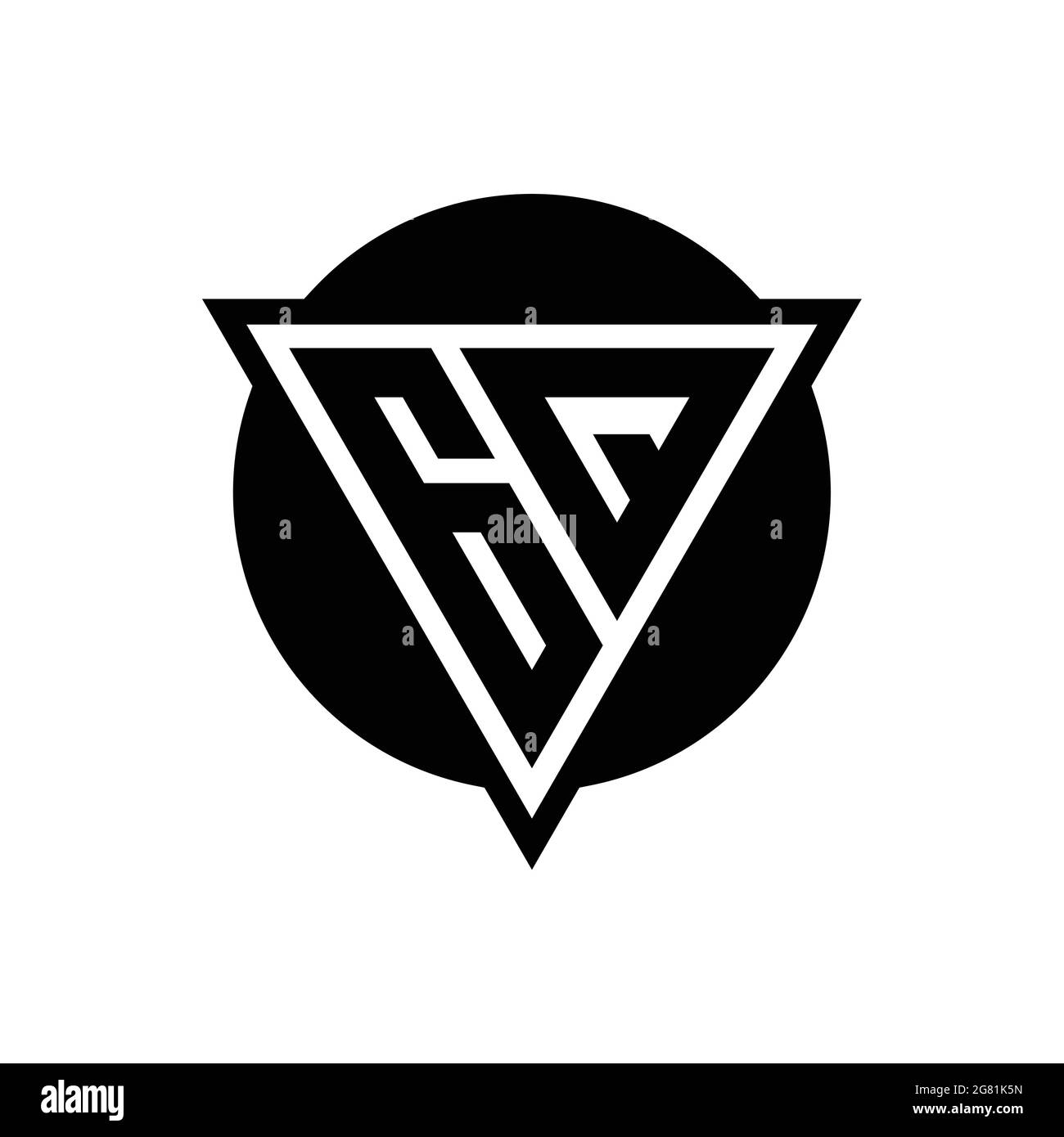 GQ logo with negative space triangle and circle shape design template ...