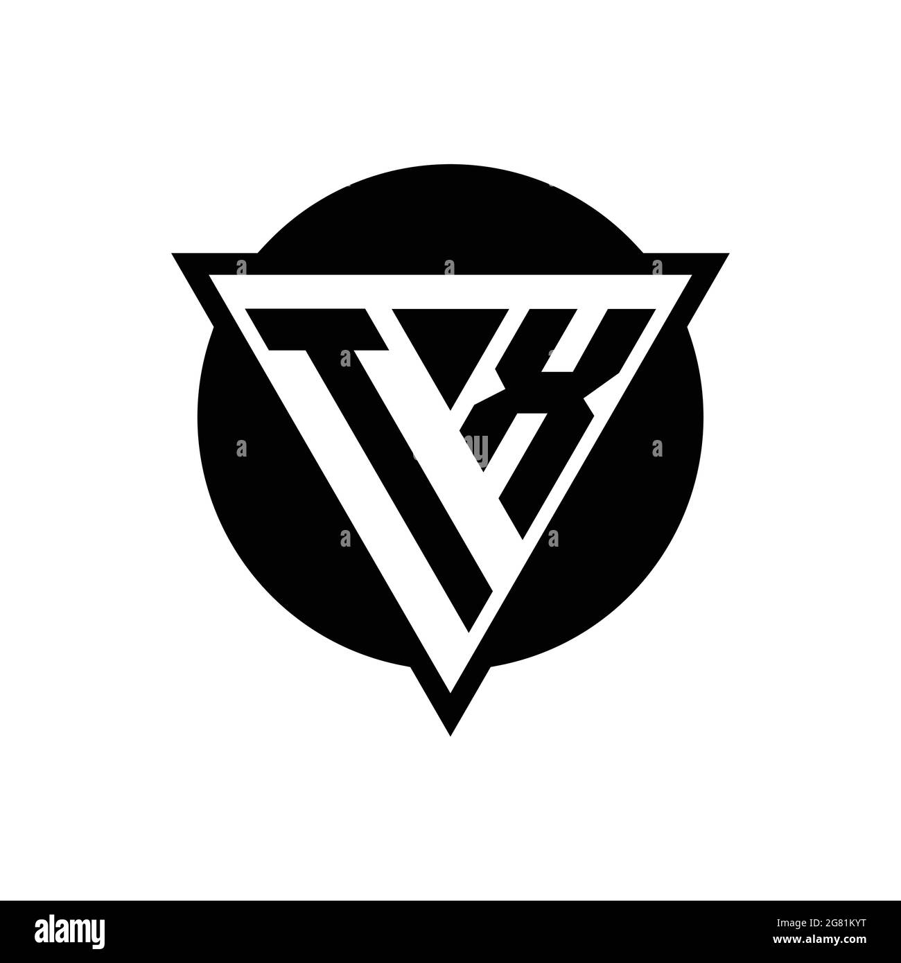 TX logo with negative space triangle and circle shape design template isolated on white background Stock Vector